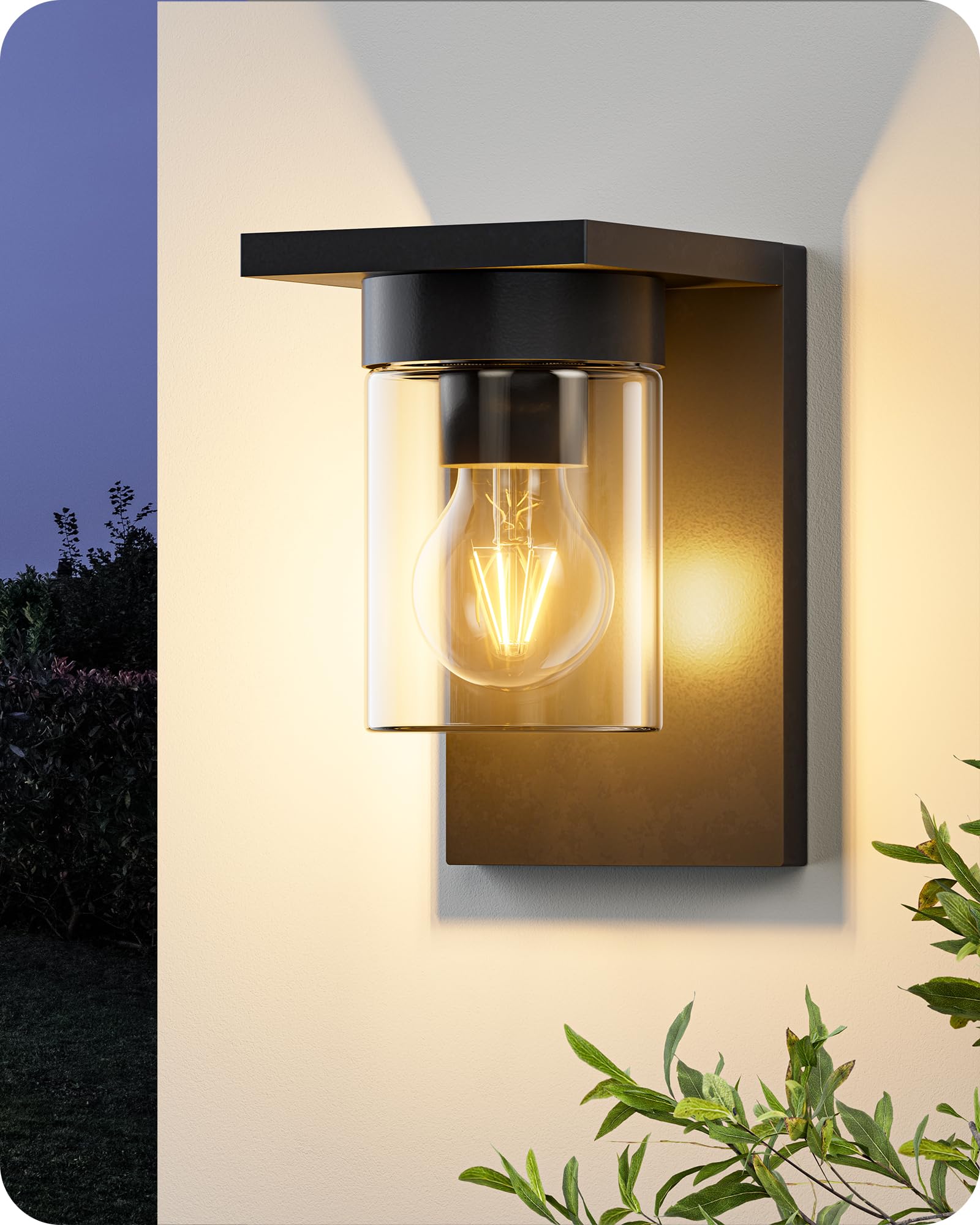 2-Pack Outdoor Wall Lanterns, Exterior Wall Sconce Light Fixture, Waterproof Anti-Rust Aluminum - View #3