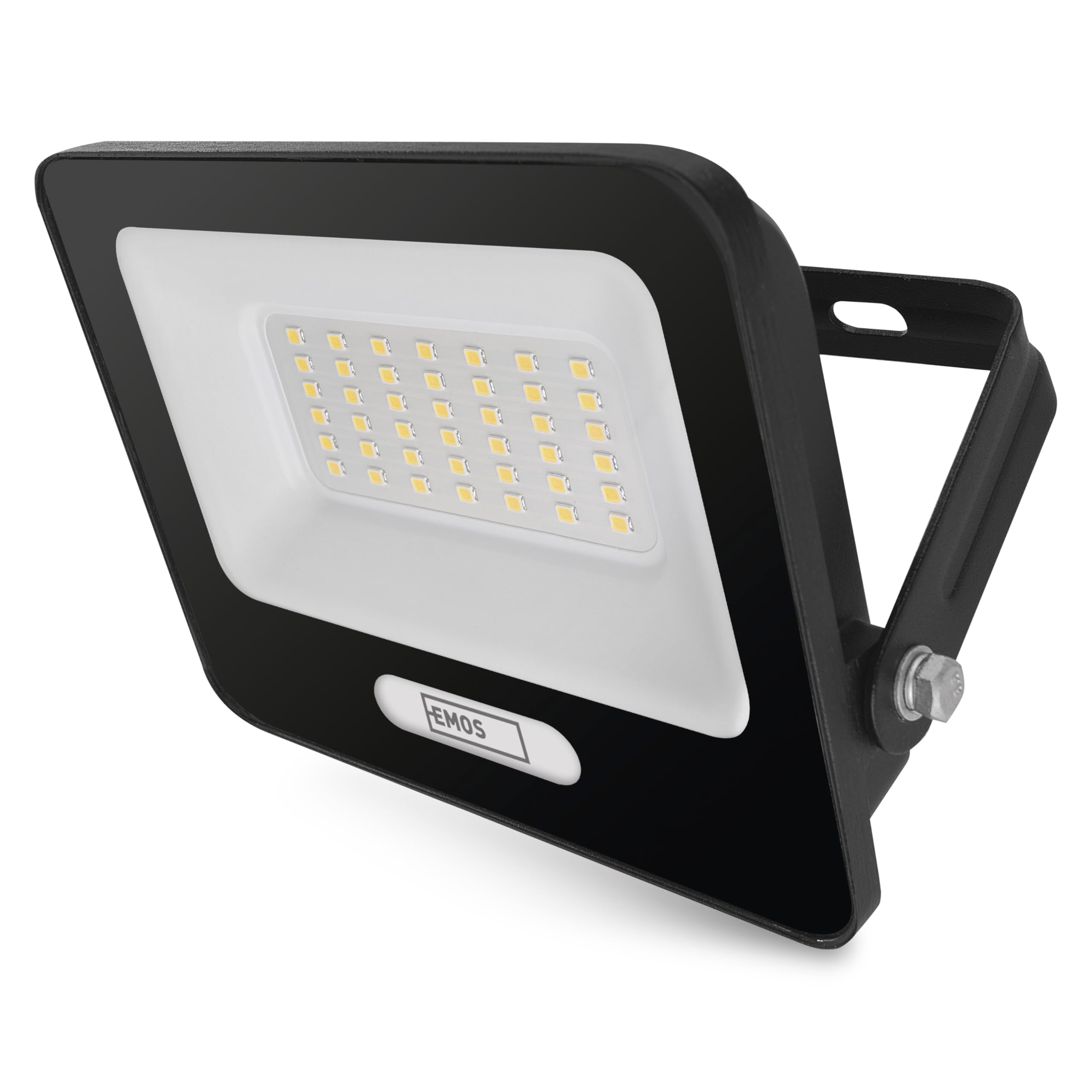 EMOS - LED Aluminium-Strahler GLARO 30 W - IP65 wasserdichtes Flutlicht für Feuchtraum und Außen - superhell 3 000 lm, Neutralweiß 4 000 K, Lebensdauer 20 000 h - 20 cm Gummi-Anschlusskabel - schwarz
