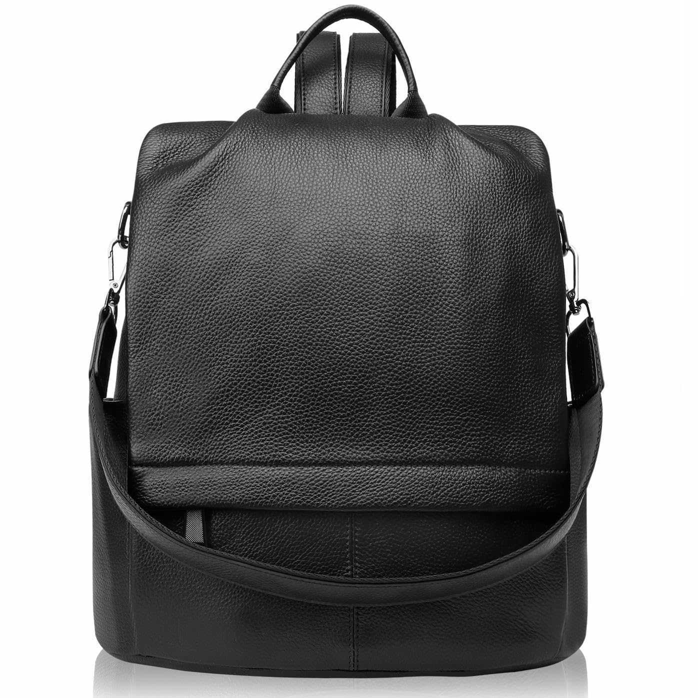 Wesccimo Genuine Leather Backpack Purse For Women Antitheft Real Soft Fashion Designer Convertible Shoulder Bag Black