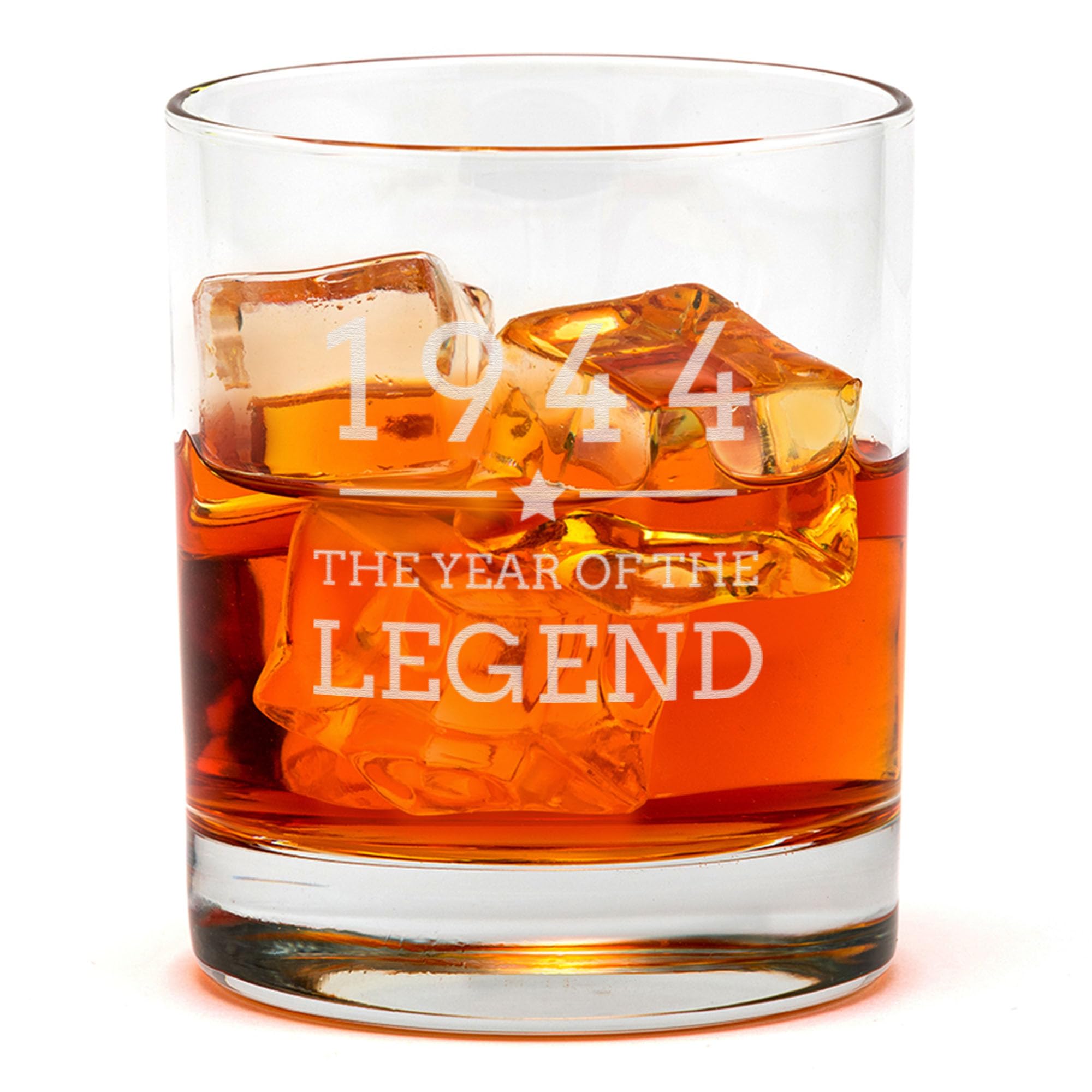 Dust and Things Engraved Whiskey Tumbler - Year of The Legend Design | Birthday Gifts for Men Him | Milestone Birthday Keepsake | Rum Glass Gift for Dad Grandad Brother Friends (1944)