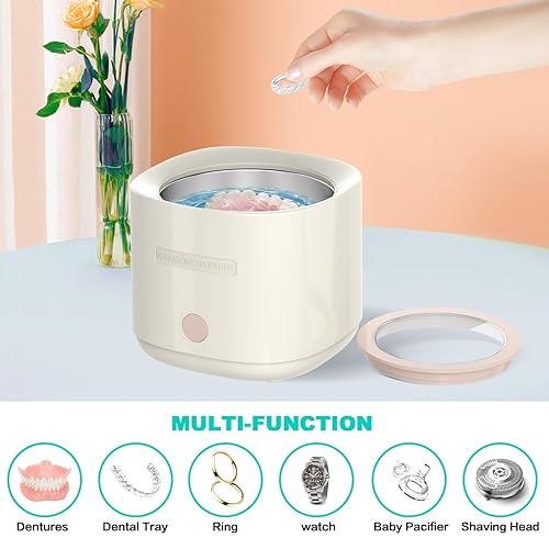 Miniatura 5 de Limpiador ultrasónico de retención dental Limpieza de dentaduras Máquina limpiadora ultrasónica portátil de joyería de 42 kHz - Cápsula dental