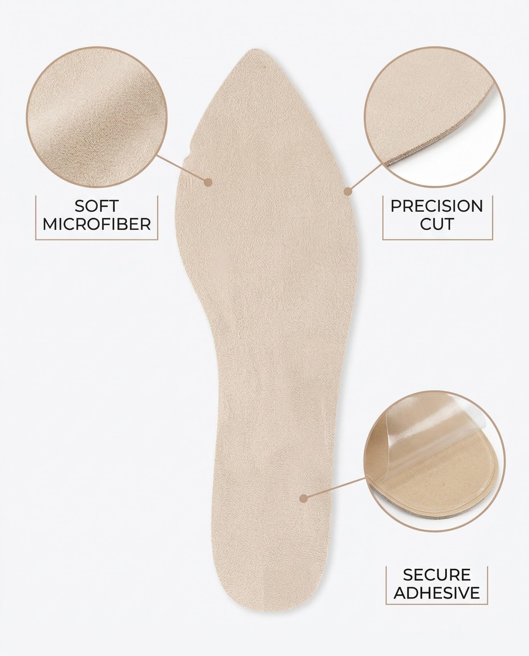 2 pares de plantillas antideslizantes para mujer, plantilla autoadhesiva para tacones altos, plantillas cómodas para zapatos, plantillas suaves para sandalias (B:beige: 37-38) — view 6