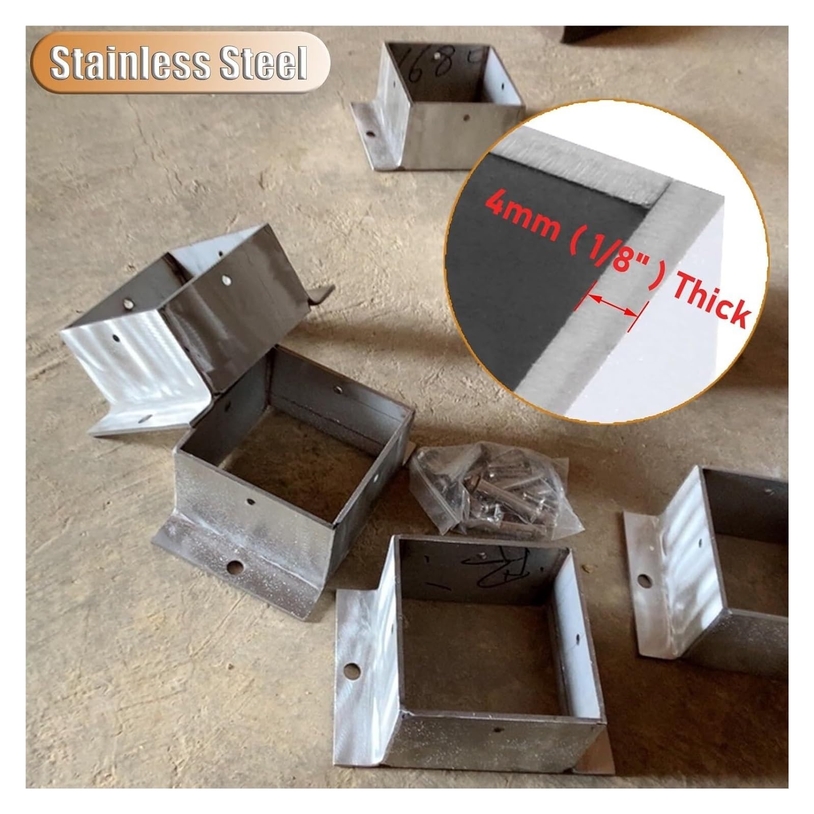 Base de Soporte para Poste de Valla/pérgola, Anclaje para Base de Poste, Soporte de Poste atornillable, Anclaje para Poste de Puerta/Valla, Soportes de Acero Inoxidable para terraza/pérgola