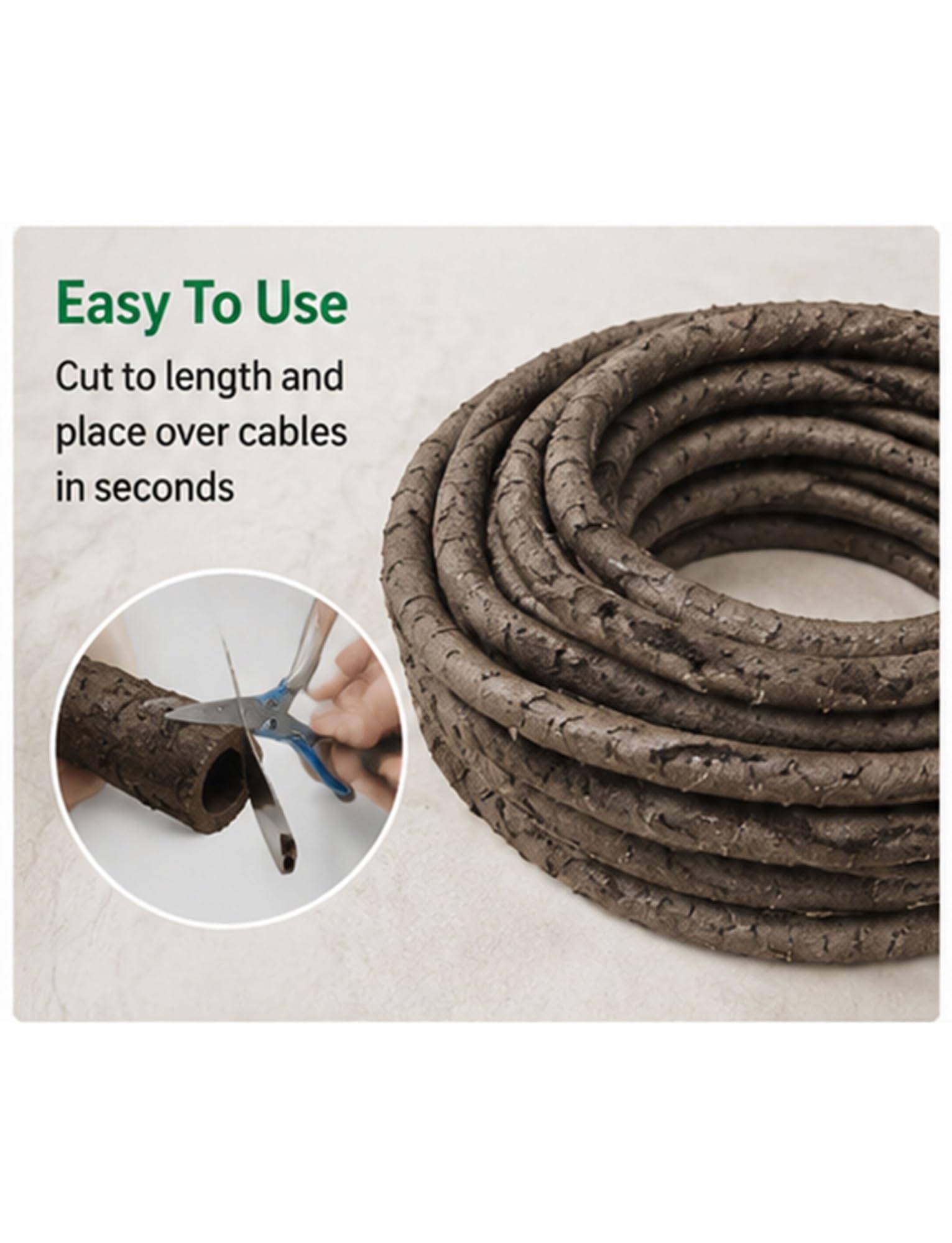 Copricavo effetto corteccia, guaina cava flessibile a liana | Guaina flessibile effetto rattan per cavi esterni, giardino e fai da te(40mm/1.57in,40m)