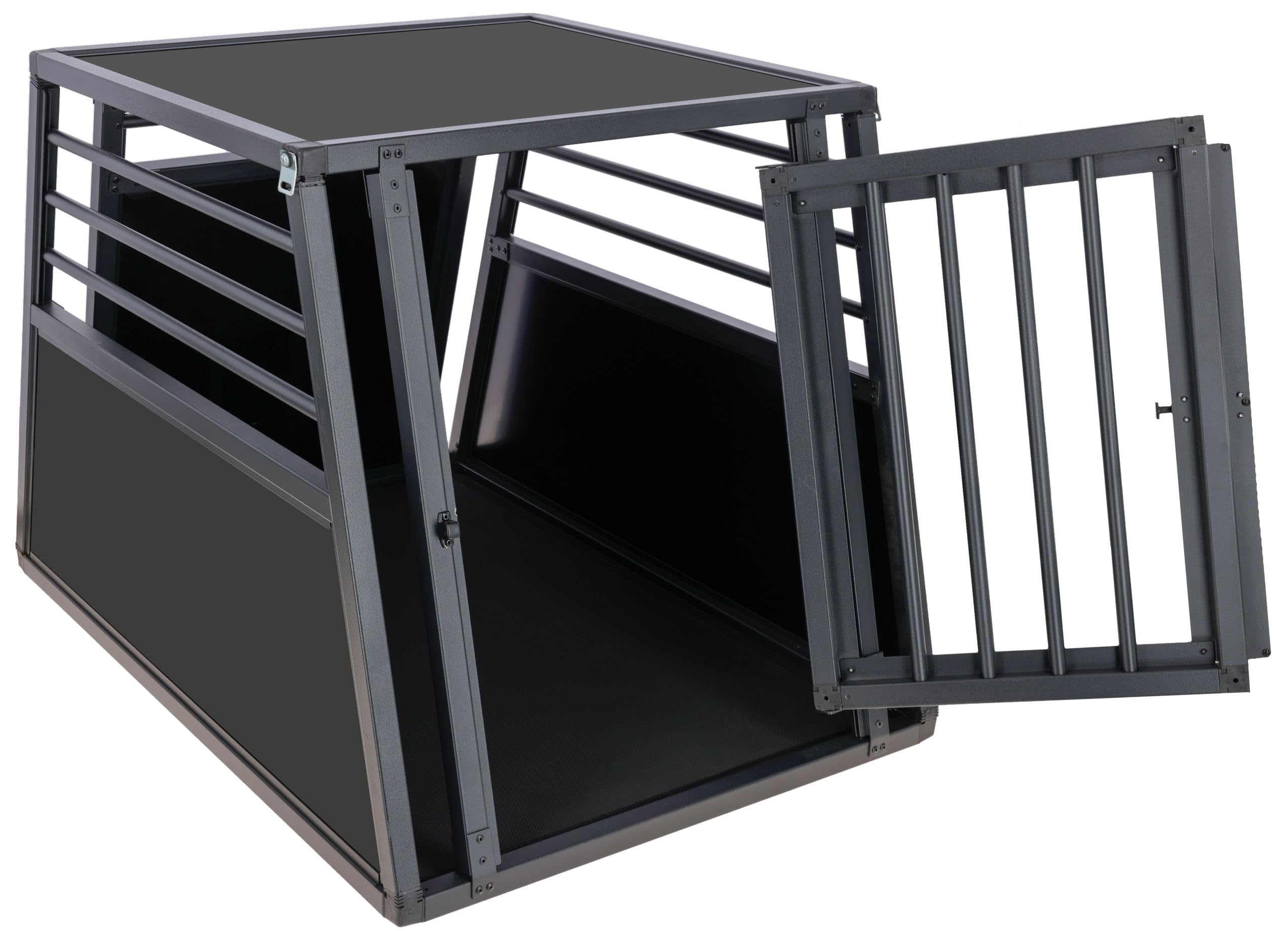 Kerbl Pet Alu-Transportbox Vacation, eintürig, Hundebox, Tierbox, Graphit, 92x65x65,5cm, Aluminium, Hunde, mit Anti-Rutsch-Teppich, einfache Reinigung