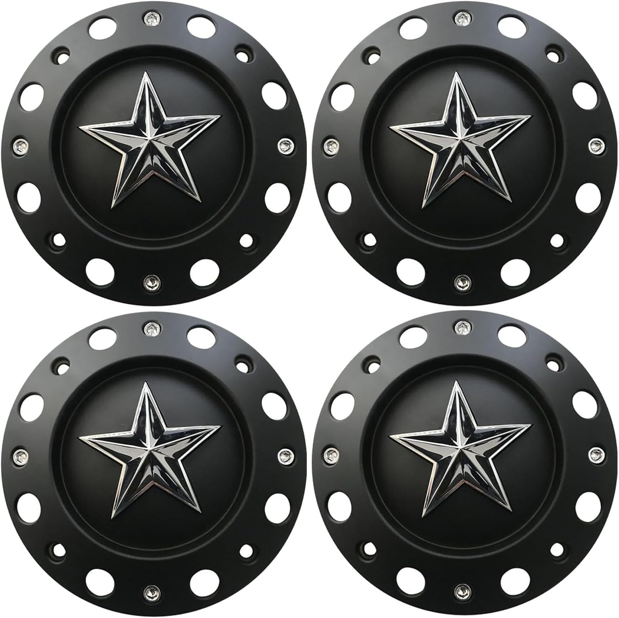 Wheel Hub Cap 1000775 Matte Black KMC XD Series Rockstar Wheel Center Cap 4PCS