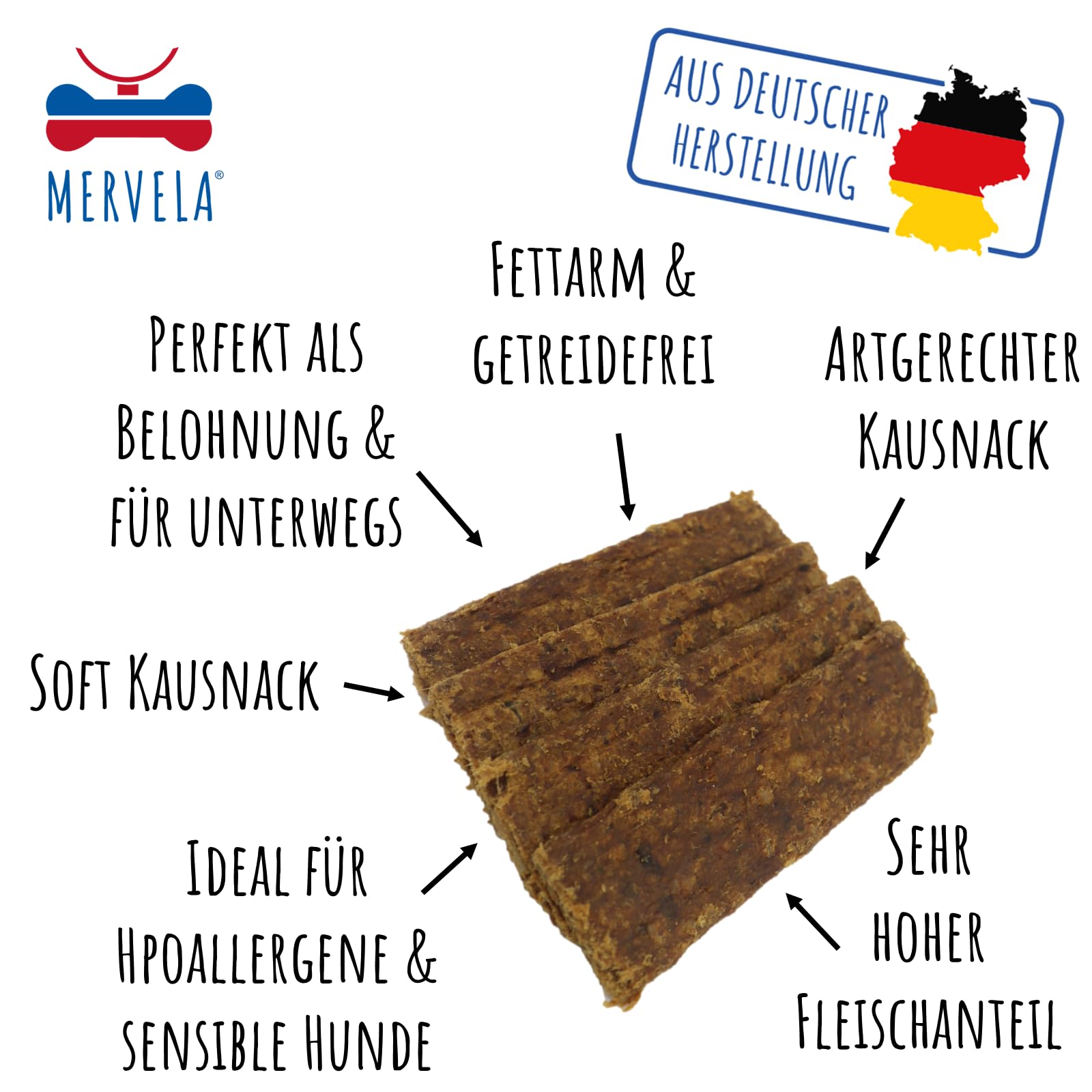 Pferd Fleischstreifen | 1.000 Gramm [Qualität aus Deutschland ] für Allergiker Sensitive Hunde | Belohnung | Trainingssnack | getreidefrei | Hundesnack