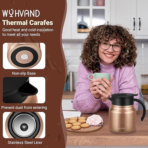 Miniatura 50 de Jarras térmicas de café de 51 onzas para mantener el calor/frío, jarra de café de acero inoxidable, jarra de agua aislada a prueba de polvo