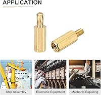 Vista 4 de M3x10x6mm (DxHLxML) - Separador hexagonal de latón - Paquete de 20 - Bueno para máquinas electrónicas - Tuercas de tornillo espaciadoras macho a