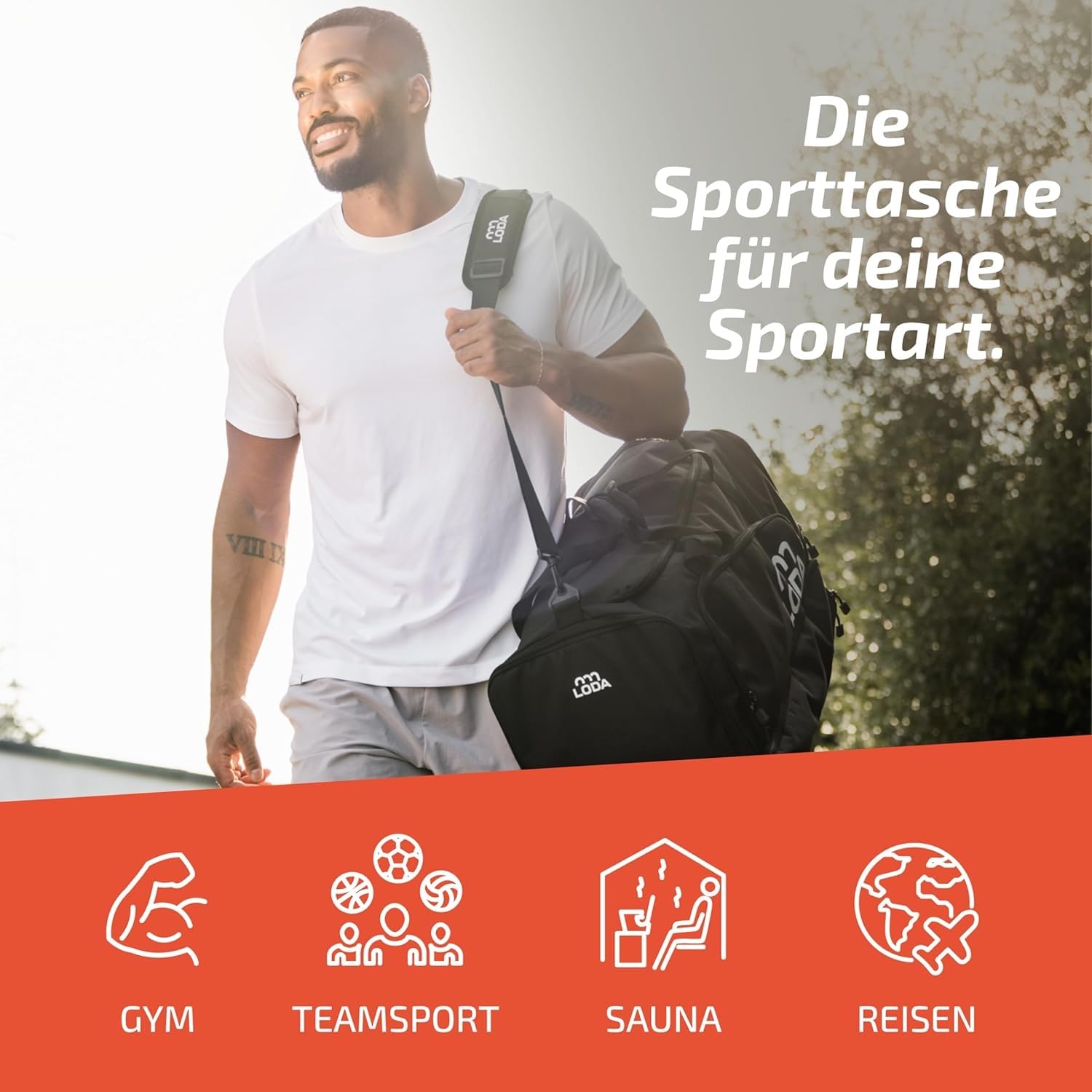 LODA Team 68L Sporttasche mit Schuhfach Nassfach Rucksackfunktion Wertsachenfach