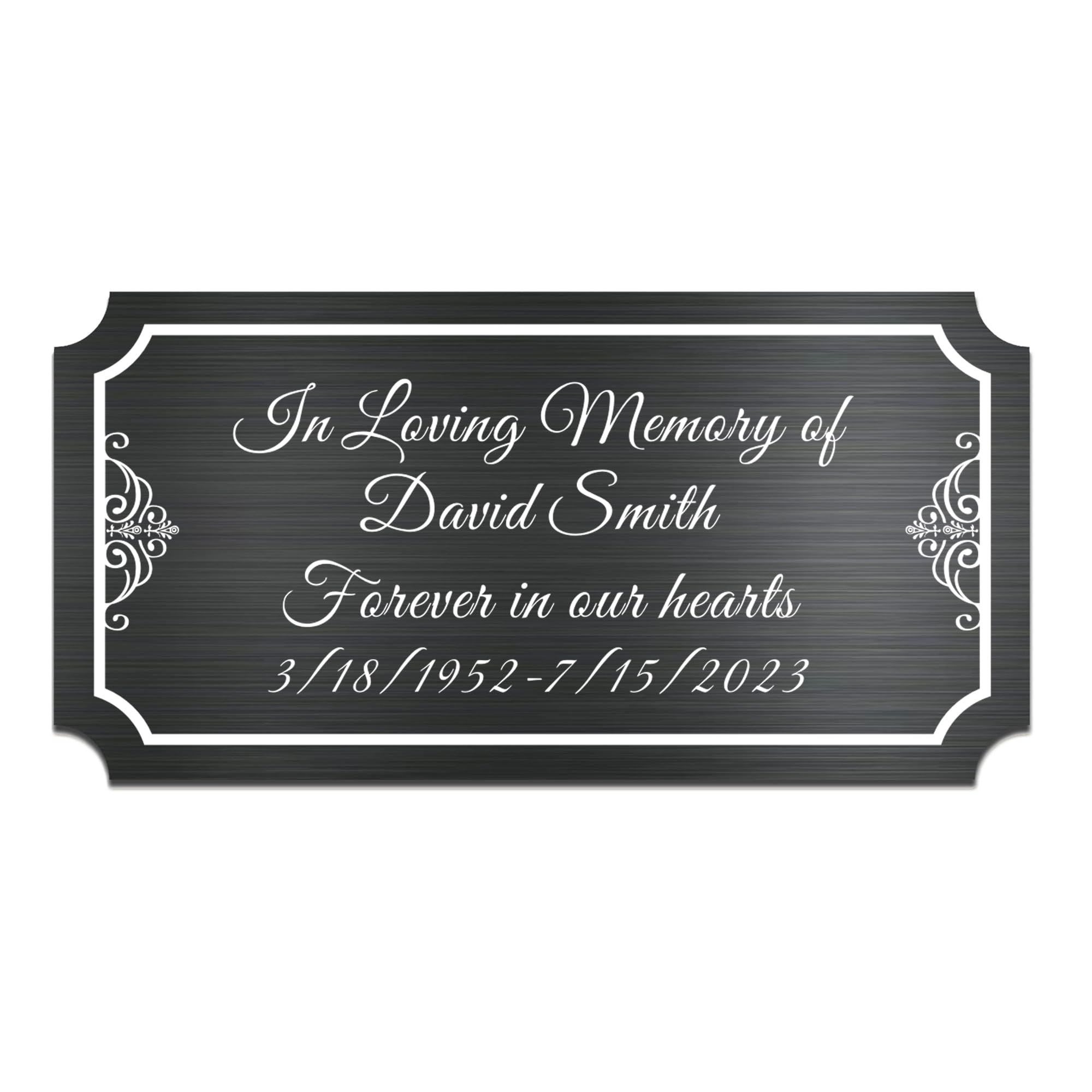 Engraved Plaques Personalised Memorial Plaques for Doors Urns Solid Metal Plate Engraved 2x4in Name Plate Name Label Plaques Name Tags with Adhesive Backing (Black, Design 3)