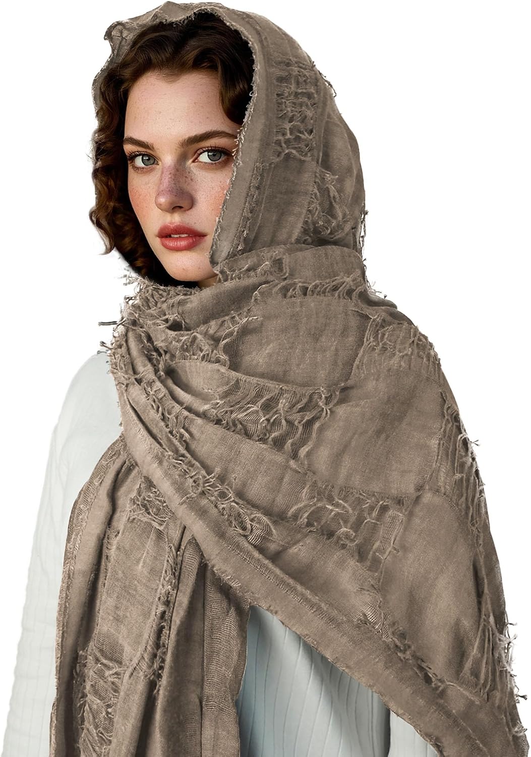 Hooded Shawl With Viking Brooch | Cowl Scarf Rogue Medieval Cloak Renaissance Costume Cape Accessories