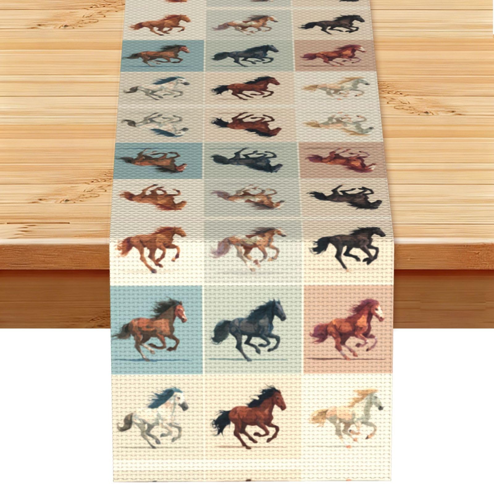 Nine-square horse Linen Feel Table Runner Wedding Party Home Decoration