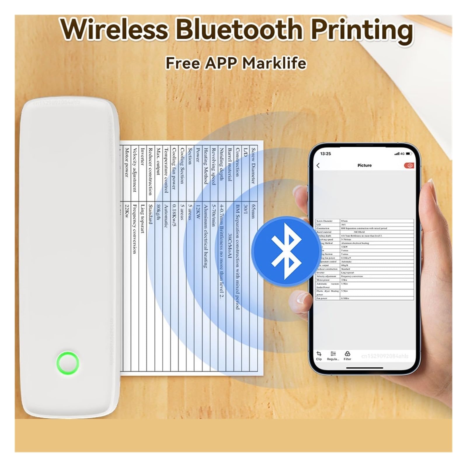 Mini Impresora Portátil A4, Térmica De Papel Sin Tinta, Bluetooth, Plantilla Tatuaje, Transferencia por Teléfono, Impresión Ordenador ImpresióN NíTida(A4 Thermal Printer)