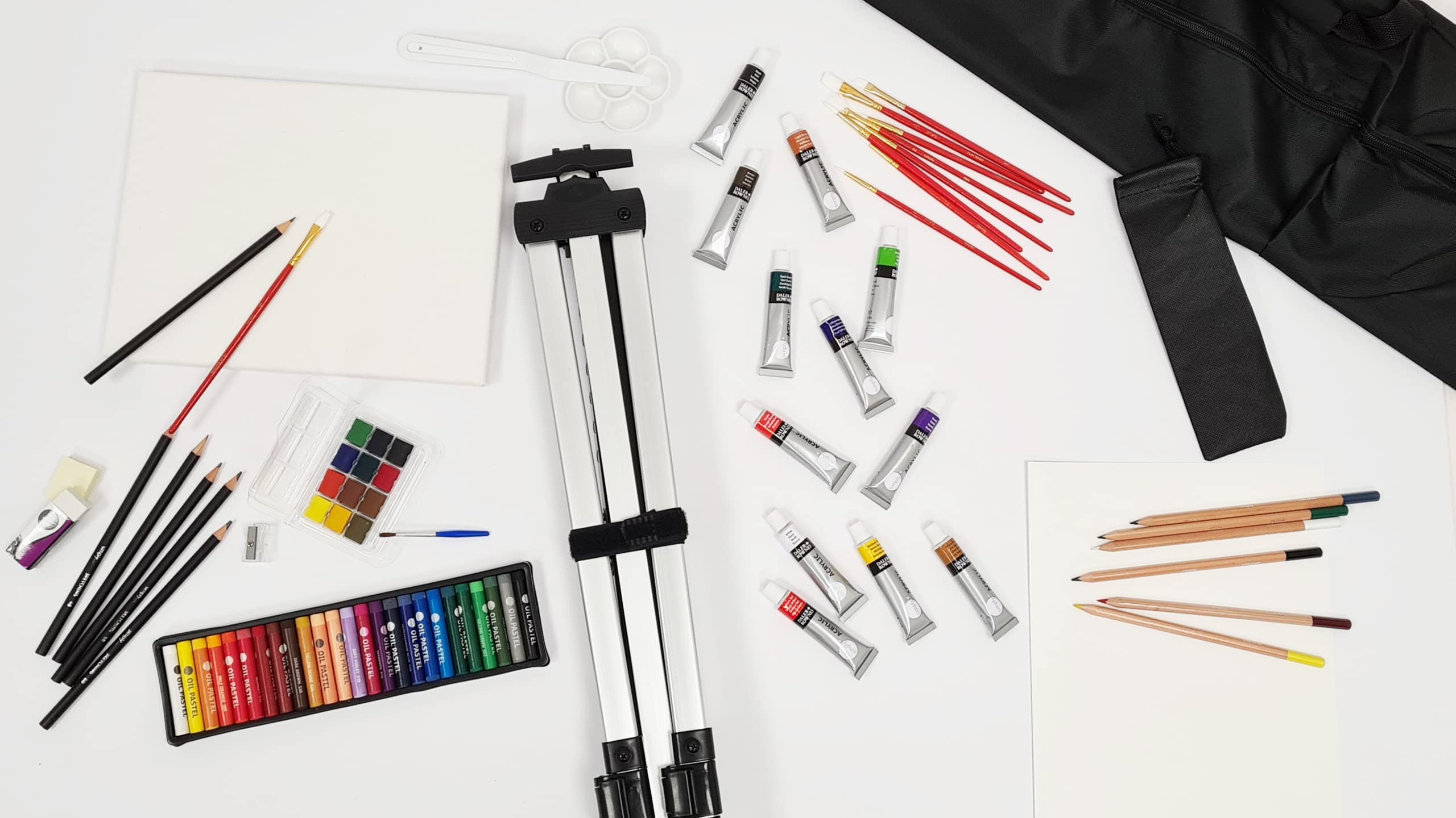 Daler-Rowney Simply Complete Kit de peinture et de dessin 115 pièces avec acrylique, pastels, crayons à croquis, aquarelle, tampons de peinture, pinceaux et plus encore