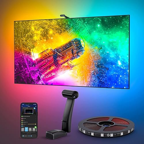 Govee Envisual TV LED Backlight T2 with Dual Cameras, 11.8ft RGBIC Wi-Fi LED Strip Lights for 55-65 inch TVs, Double Strip Light Beads, for Christmas Decorations, Smart App Control, Music Sync - 11.8FT for 55"-65" TV