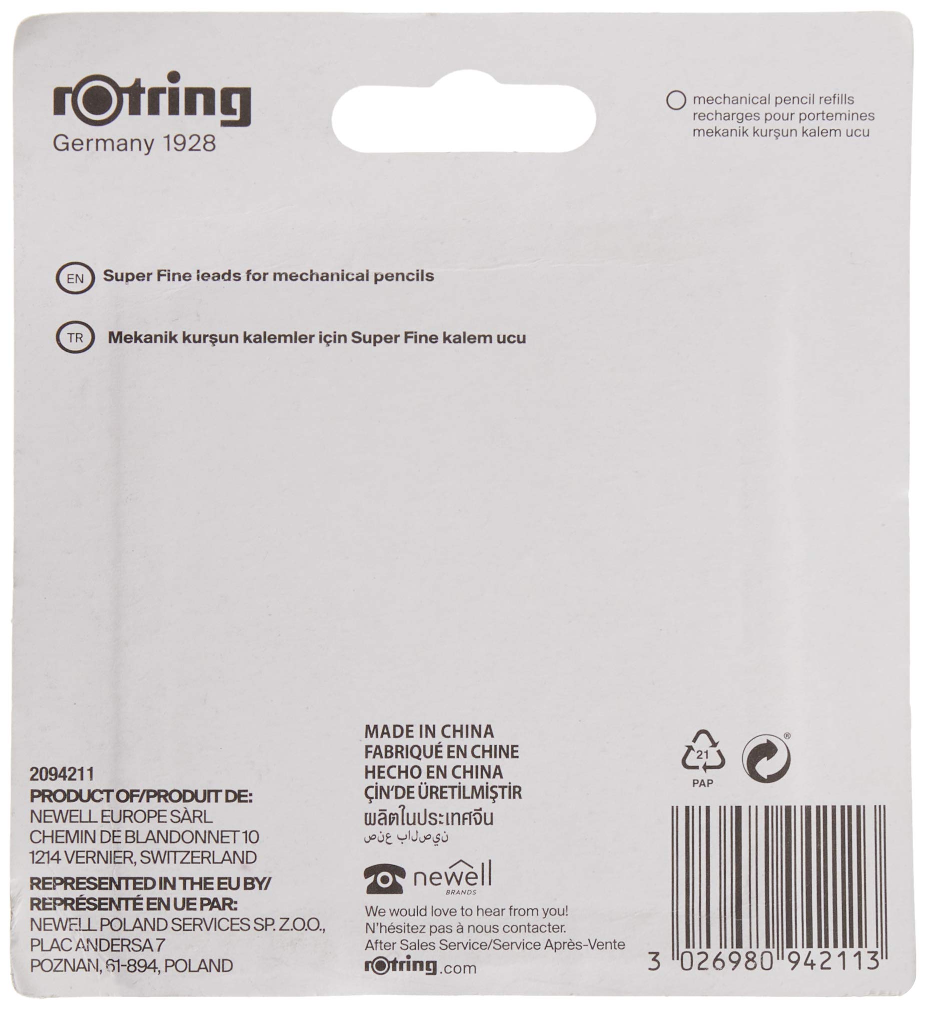 Rotring 0,7 mm 2B super polimerowe wkłady ołówkowe do ołówków mechanicznych, łącznie 96 wkładów, 4 tubki