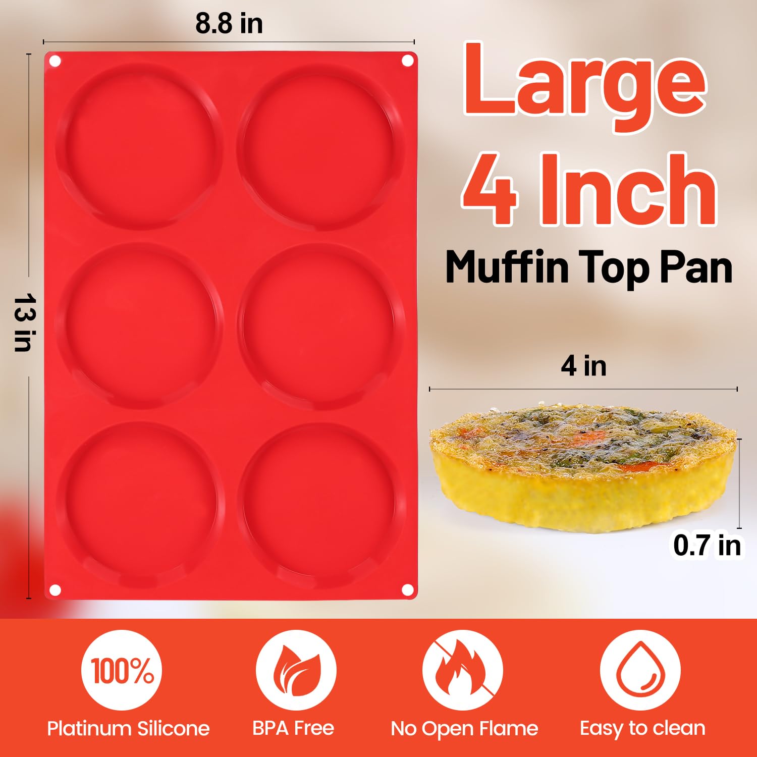 Molde redondo para magdalenas de 4 pulgadas, moldes de silicona para sándwiches de desayuno (3, 4 pulgadas)