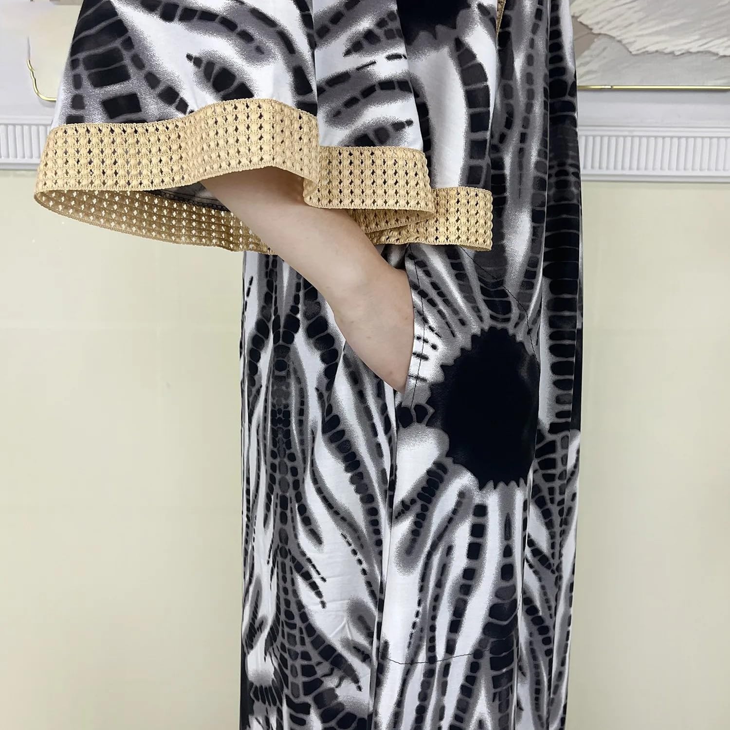 Abayas for Women Clothing Dubai Neck Cotton Embroider Femme Loose Robe with Big Scarf