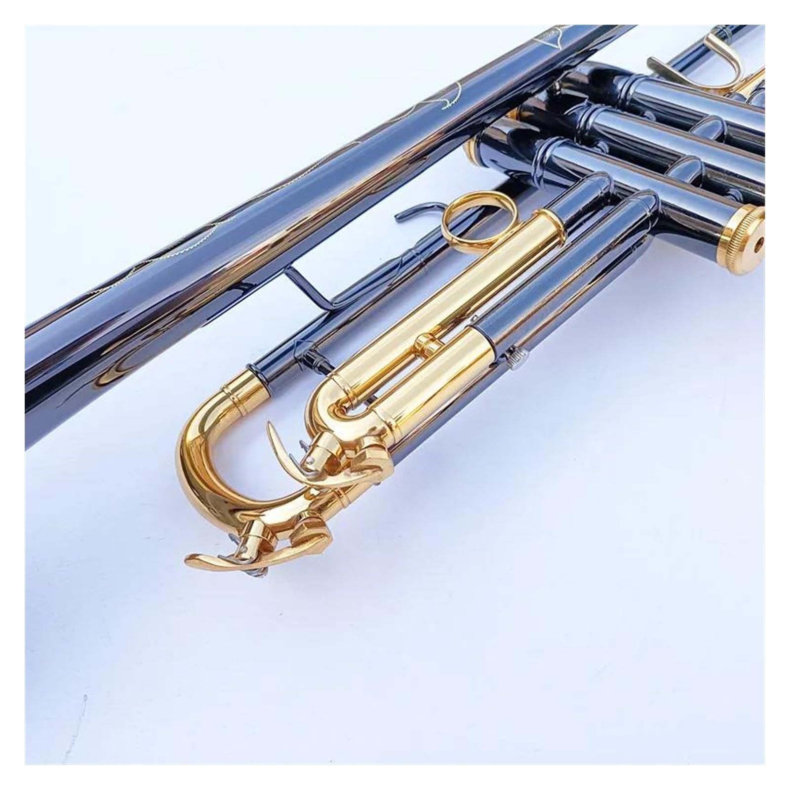 trąbka instrument Unikalna trąbka muzyczna Bb B Płaski puzon mosiężny Znakomity instrument z rękawiczkami ustnikowymi i pudełkiem