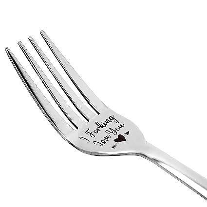 I Love You Engraved Stainless Steel Fork, Gift for Women Men Boyfriend Girlfriend Husband Wife Wedding Birthday Valentine's day Christmas