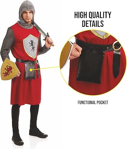 Miniatura 4 de fun shack Disfraz medieval para hombre, disfraz de caballero medieval para hombre, disfraz de caballero adulto, disfraz de caballero para hombres