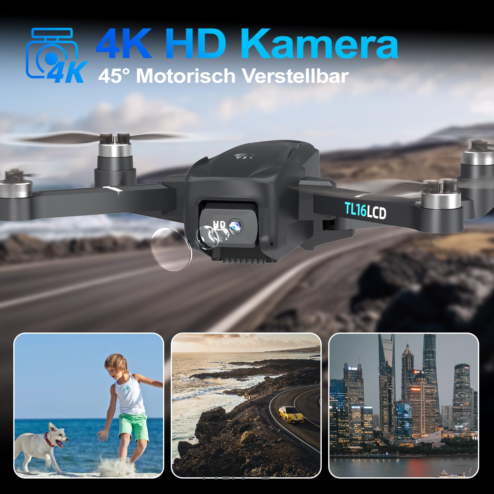 Drohne mit Kamera 4K für Erwachsene, Drohne mit 4,5'' LCD Fernbedienung Follow Me Automatische Rückkehr 5G Langstreckenübertragung GPS Drone RC Quadrocopter FPV Drohnen für Anfänger