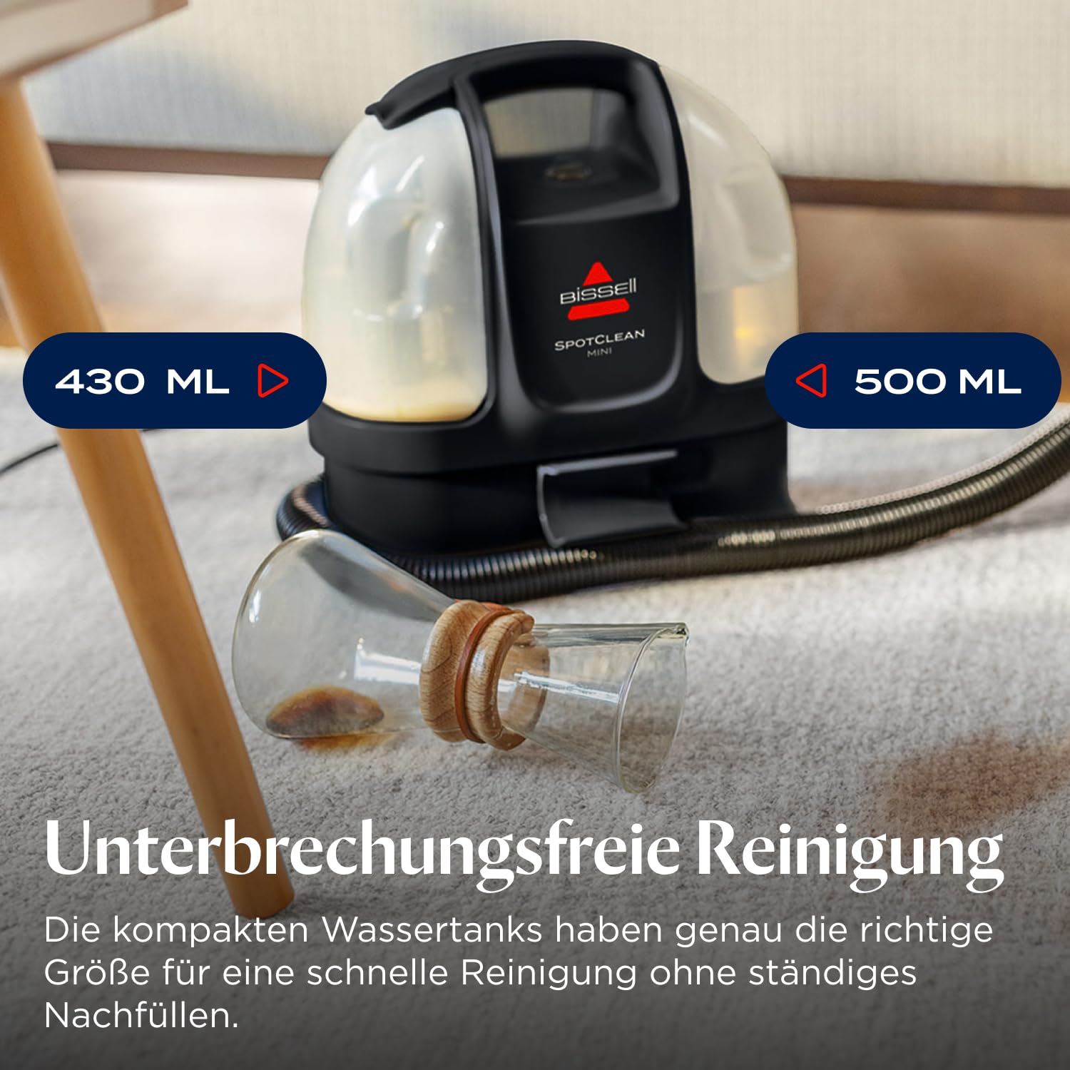 Bissell SpotClean Mini Polsterreiniger Gerät mit Kabel, Tragbarer Teppichreiniger, Optimal für schnelle Reinigungen, Kompakt & Leicht Waschsauger, Mobiler Nasssauger für Auto, Boot, Sofa & Mehr, 41491