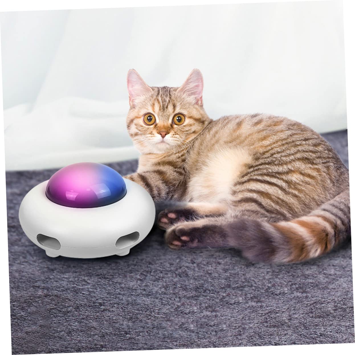 Kisangel Automatisches Katzenspielzeug mit Kunststoffmaterial Automatische Bewegung und Hindernisvermeidung Interaktives Spielzeug für Katzen zur Unterhaltung und Bewegung