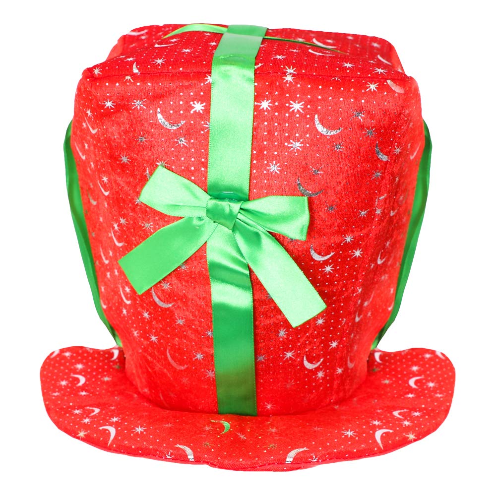 HAT - PACK OF 4 ADULTS RED HATS WITH GREEN BOW AND SPARKLE DESIGN - FUNNY MENS LADIES CHRISTMAS NOVELTY FANCY DRESS HAT ACCESSORY - Image 3