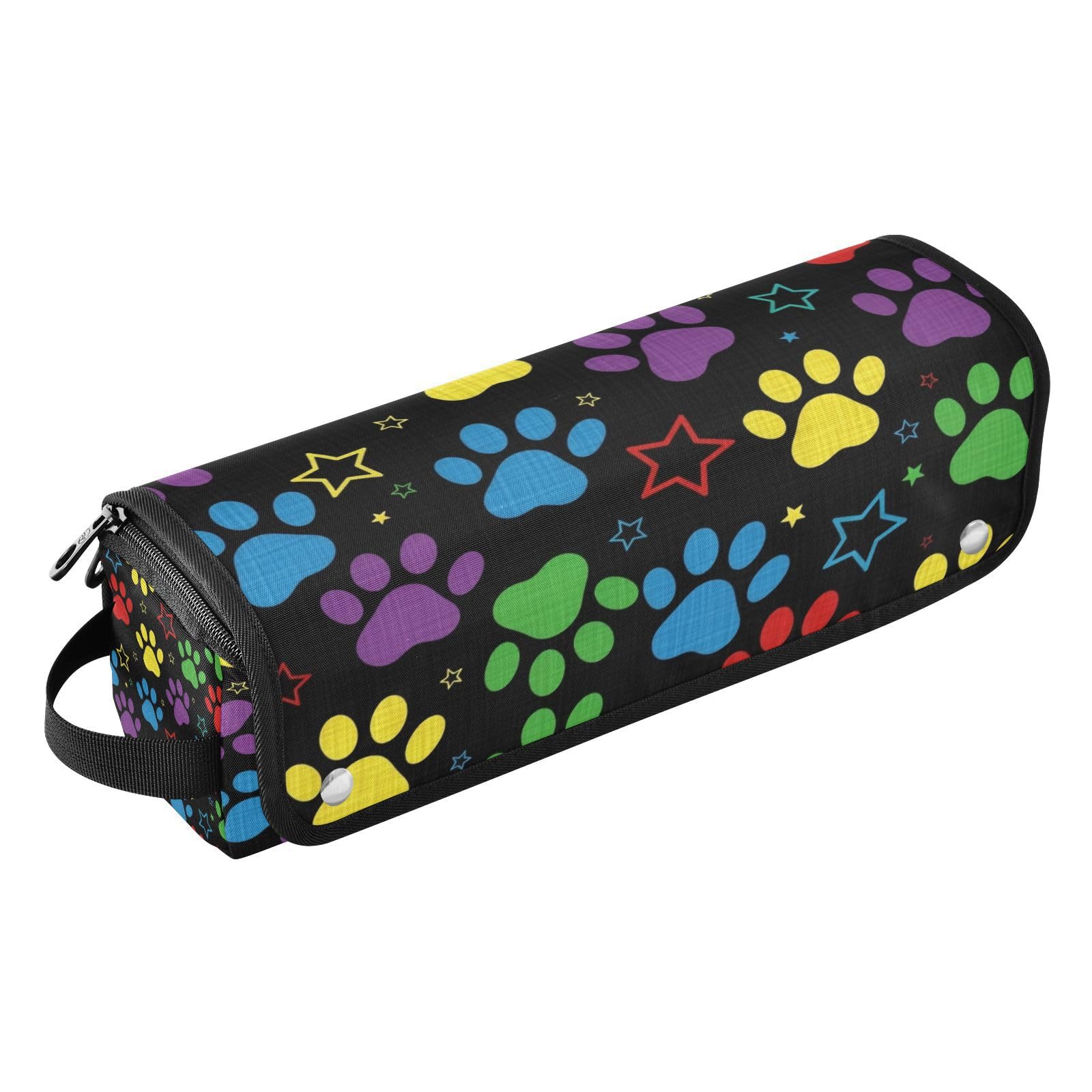 Colorful Dog Prints Hair Tools Travel Bag Portable Hair Accessory Organizer with Heat Resistant Mat 2 in 1