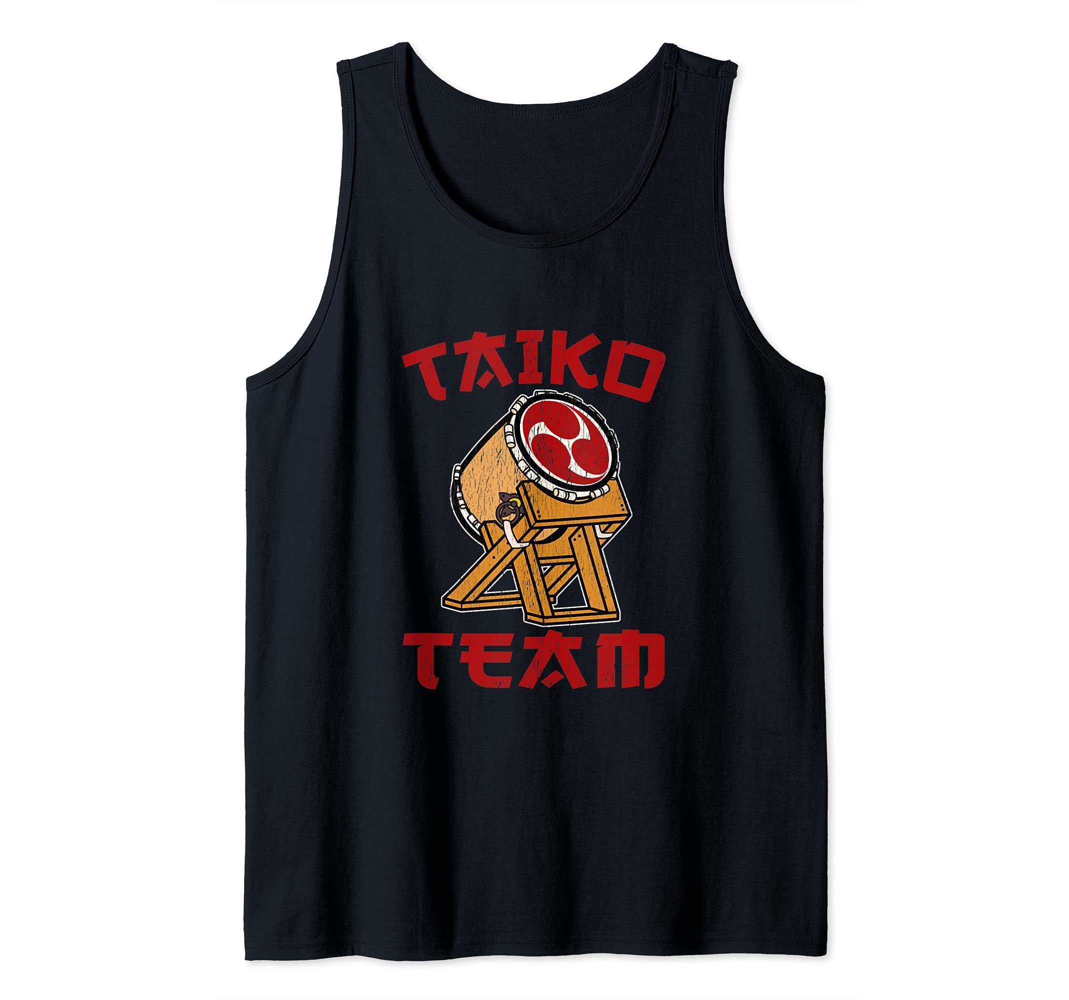 TAIKO DRUM RED MITSUDOMOE SYMBOL PRACTICE DESIGN Tank Top, Black