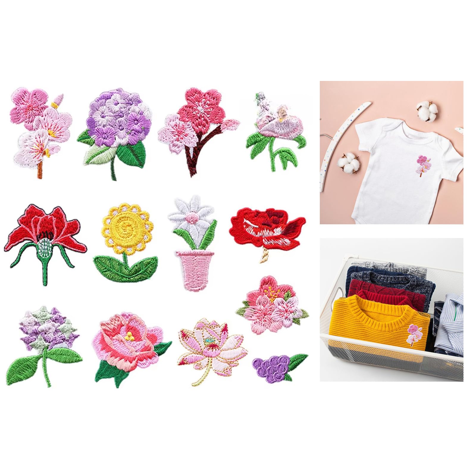 TENYELE Repair Patches Sew On/Iron On Patches Flowers Embroidered Patches Applique Patches for Hat Backpacks Decorations