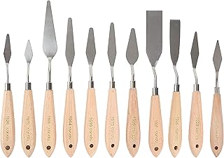 CONDA 11 Piece Stainless Steel Spatula Palette Knife Professional Palette Knife Painting Wood Handle
