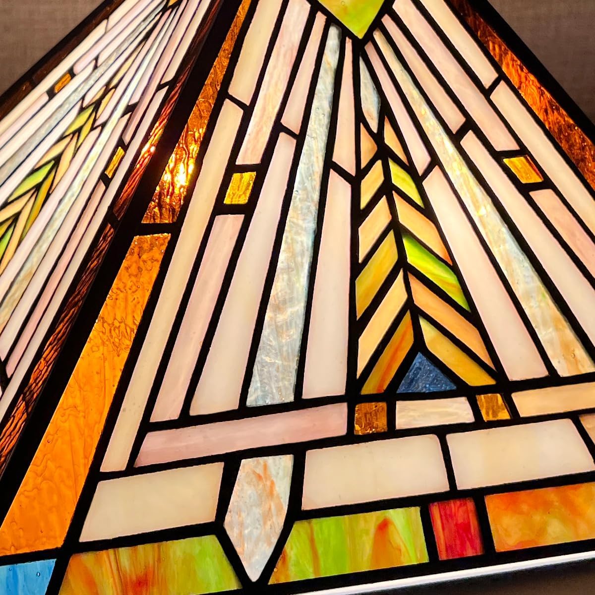 Tiffany Replacement LampShade,12 inch Mission Style Handcrafted Stained Glass Lamp shade for Medium Size Table Lamp Desk Light only