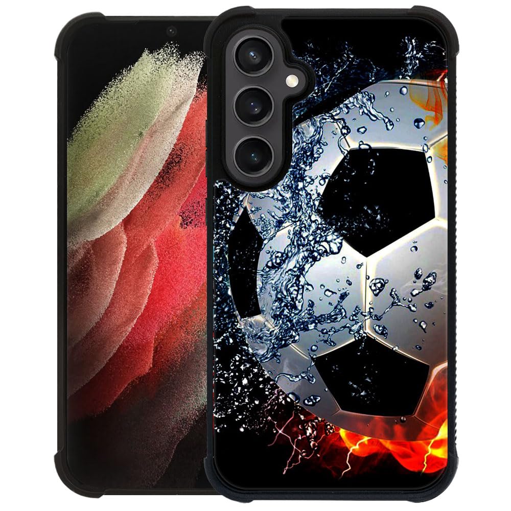 CARLOCA Compatible with Samsung Galaxy S24 Plus S25 Plus Case,Sizzling Soccer Mate Pattern Ultra Protection Shockproof Soft Silicone TPU Non-Slip Back