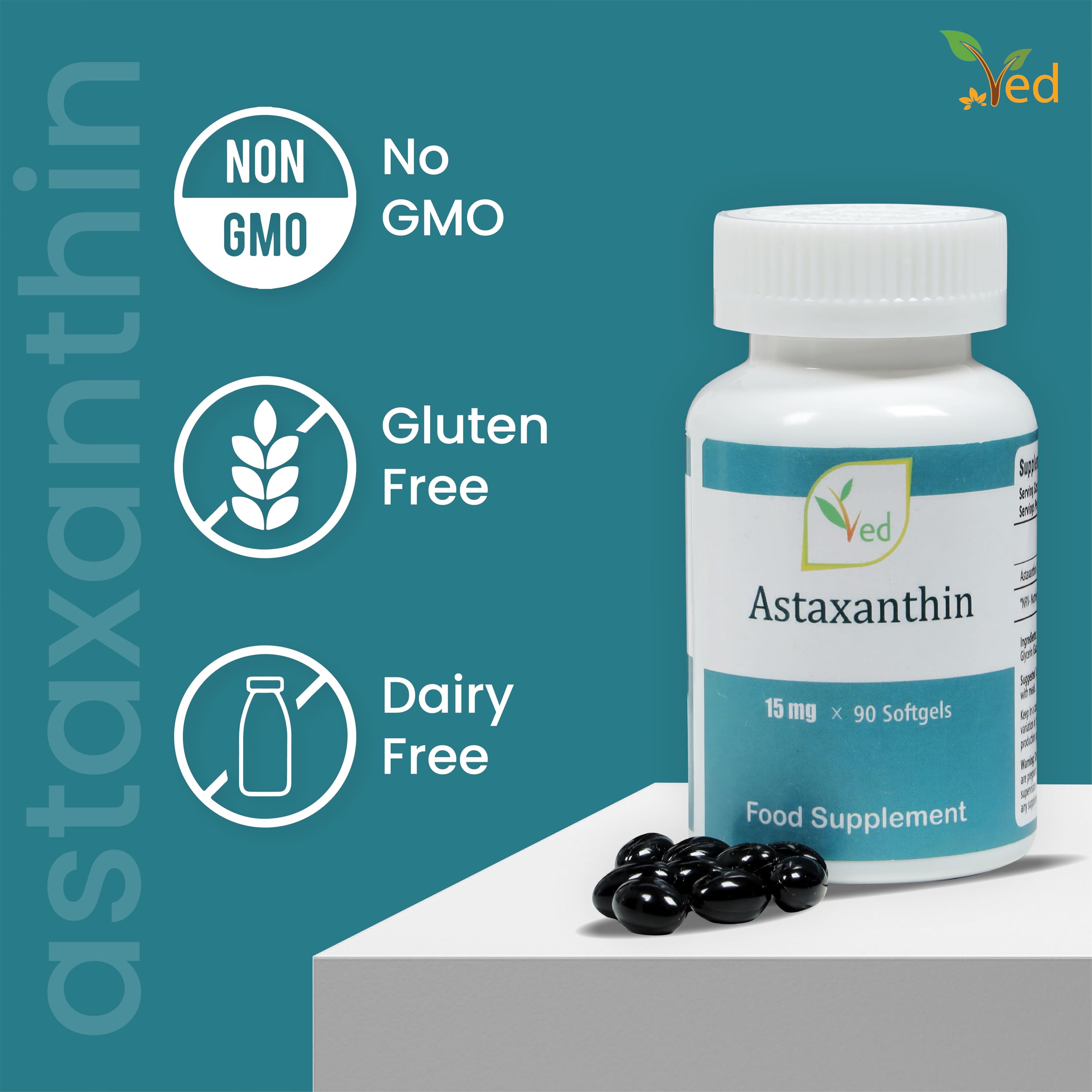 Integratore di astaxantina, ideale con astaxantina - Antiossidante naturale puro, supporto per il benessere e la vitalità, 90 capsule molli