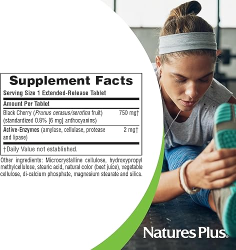 Miniatura 5 de NaturesPlus Herbal Actives Black Cherry - 30 tabletas - Soporte antioxidante de liberación prolongada - Vegetariano, sin gluten - 30 porciones