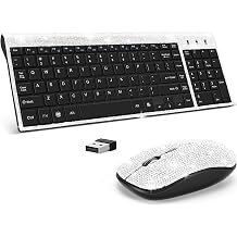 Dazzling Luxury Cute Keyboard and Mouse Wireless, Sparkly Bling Rhinestone Wireless Mouse and Keyboard Gift Set Silver