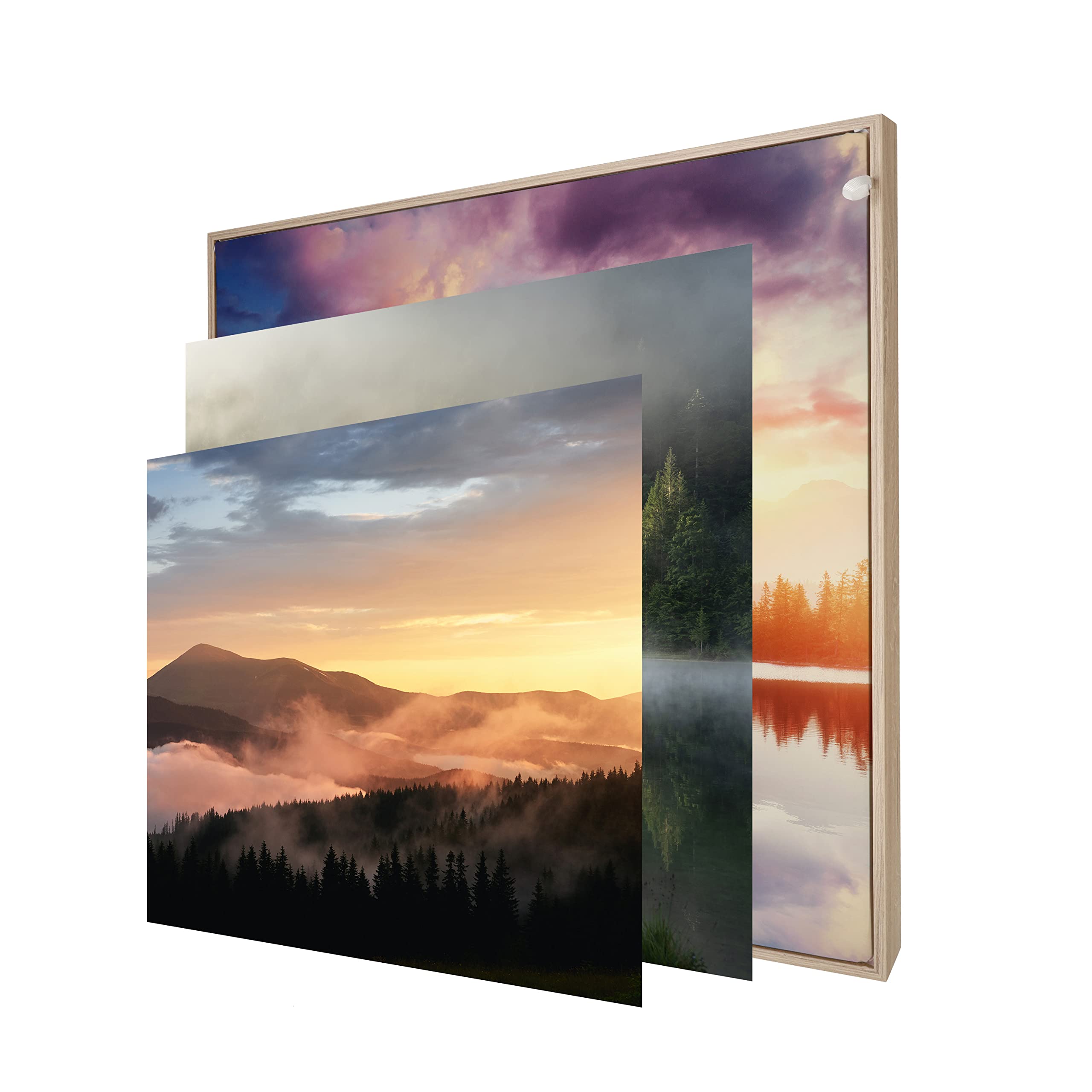 Cadre photo LED interchangeable impression UV tableau lumineux bois 50x50