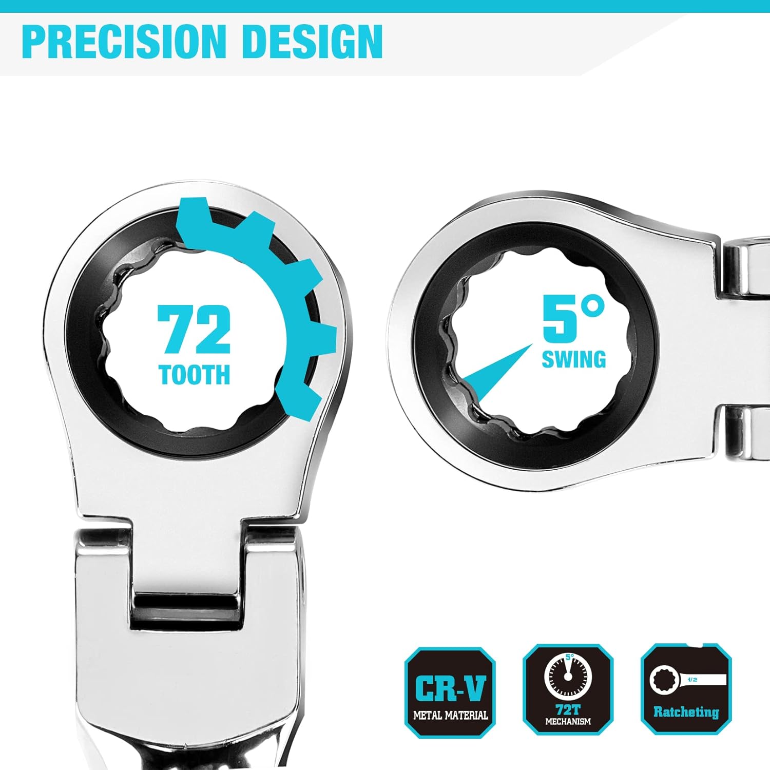 DURATECH 3-Piece Ratchet Set 36PCS Flex-Head Ratcheting Wrench Set