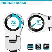 Vista 8 de DURATECH Juego de llaves de trinquete y puntas de destornillador de 1/4 pulgadas, 36 piezas, juego de llaves de trinquete de cabeza flexible