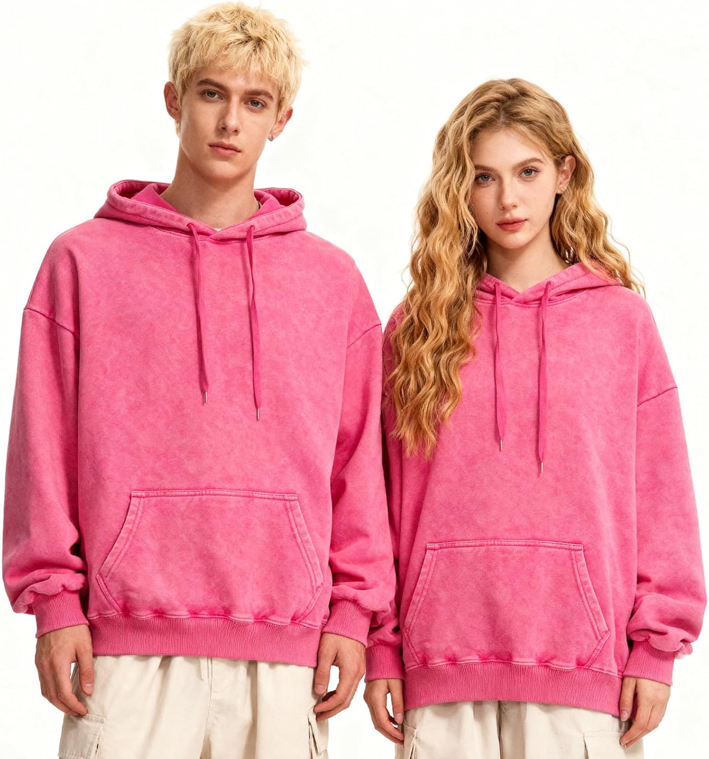 Womens Oversized Acid Wash Hoodie Unisex Heavyweight Cotton Hoodies Vintage Washed Sweatshirt Women Men