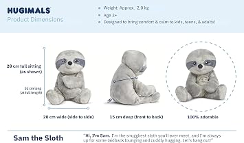 HUGIMALS Weighted Sensory Plush - 2kg Calming Stuffed Animal For Kids & Adults - Removable Weight, Washable, Deep Pressure Stimulation