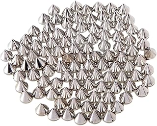 AIYUE 100pcs 10mm Silver Acrylic Bullet Spike Cone Studs, Beads, Sew On, Glue On, Stick On, DIY Garments, Bags & Shoes Embellishment