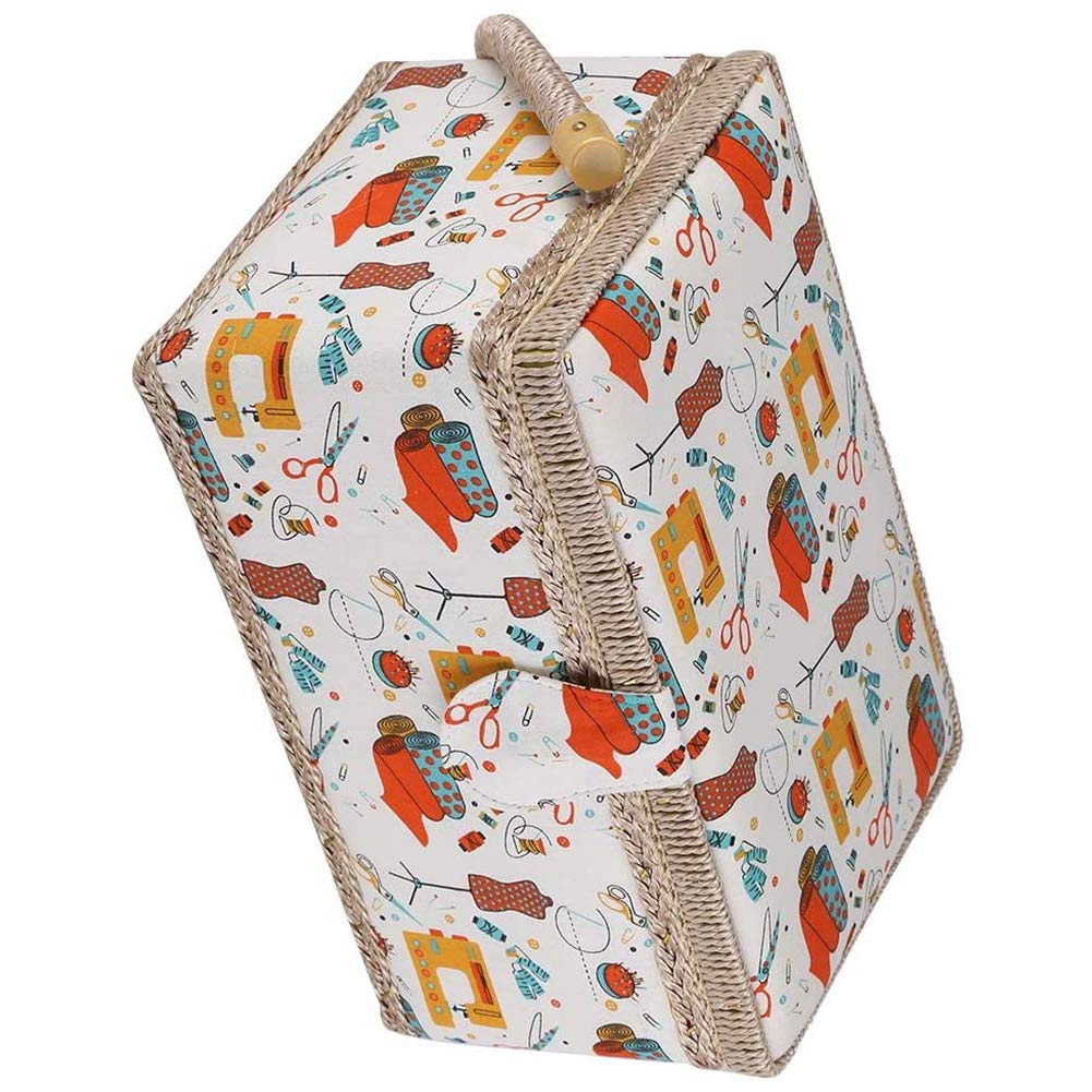 Scatola da cucire Cesto da cucito in tessuto Scatola per l'artigianato Organizzatore per la casa con maniglia 27,8 x 18 x 14,5 cm