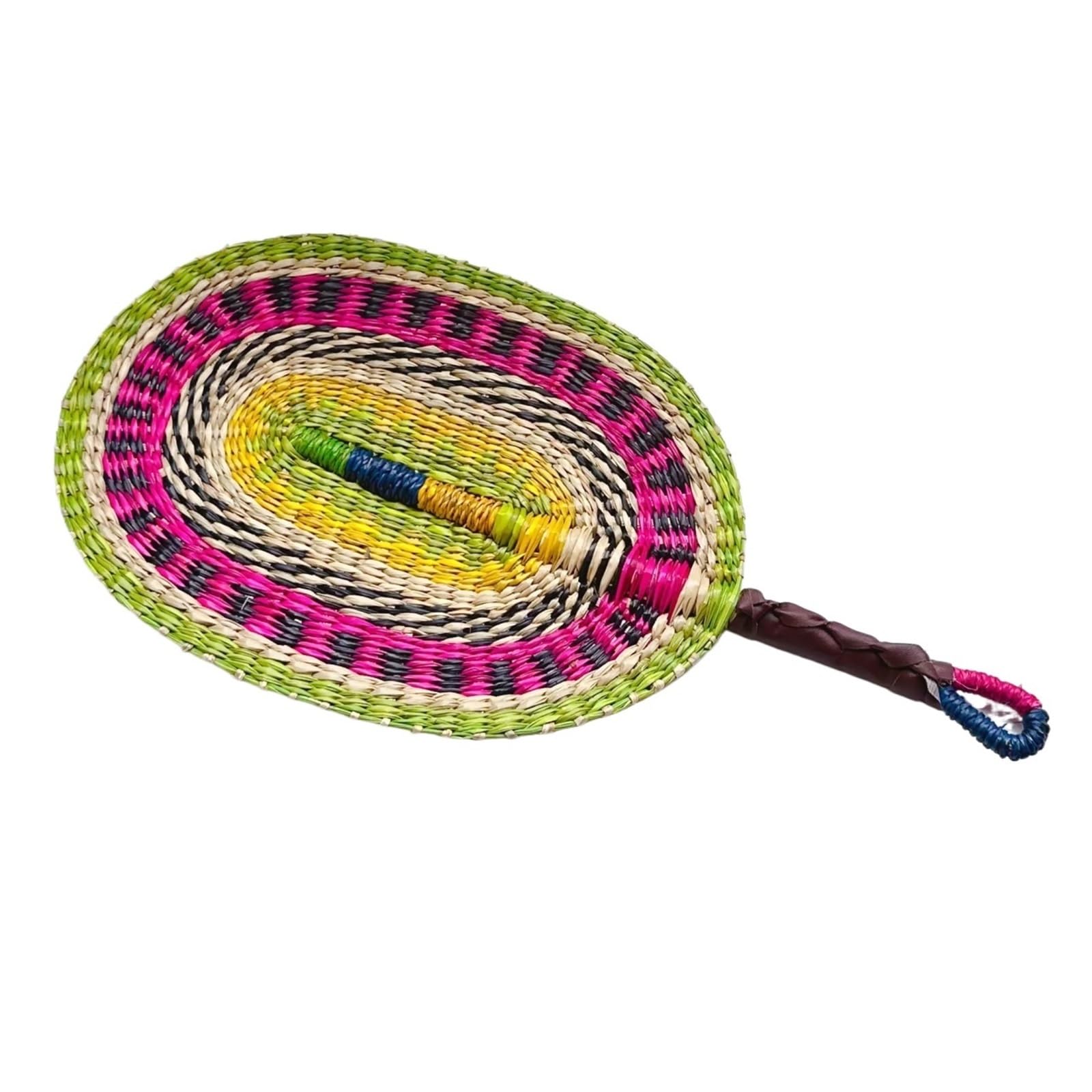 Bamboo Woven Fan, Handwoven Straw Fan Multicolor Hanging Wall Decor(Color 3)