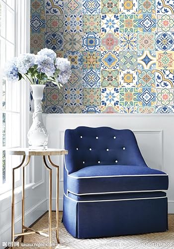 Miniatura 8 de GSS Designs - Paquete de 24 calcomanías tradicionales mexicanas para azulejos de talavera para baño y cocina, 4 x 4 pulgadas (3.9 x 3.9 in),