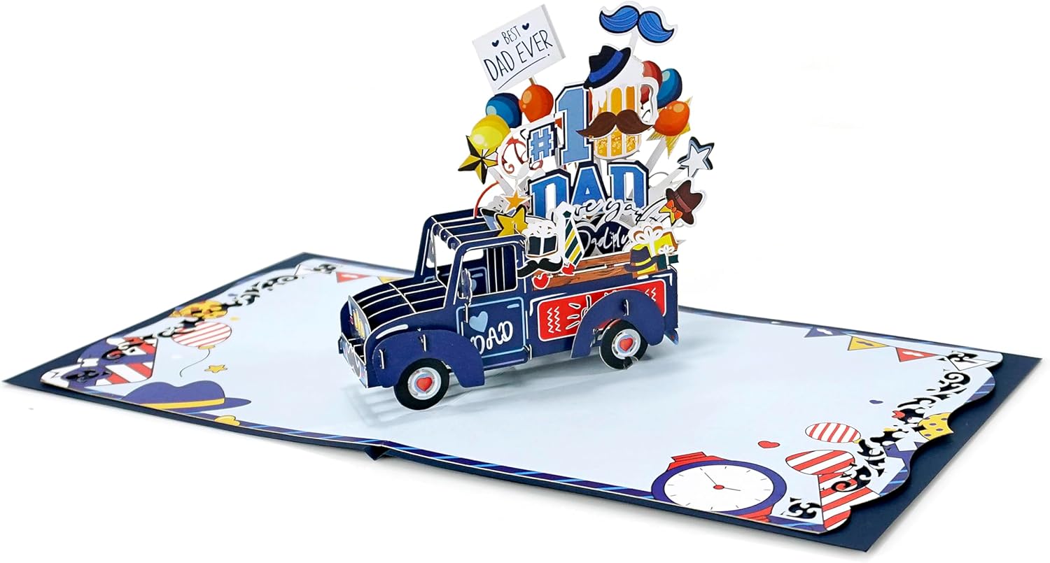 CUTPOPUP Fathers Day Card Pop Up, Birthday 3D Greeting Card, First Father's Day Card for Dad, Stepdad, Grandpa, Husband, Men, Son (Best Dad Car) - Image 2