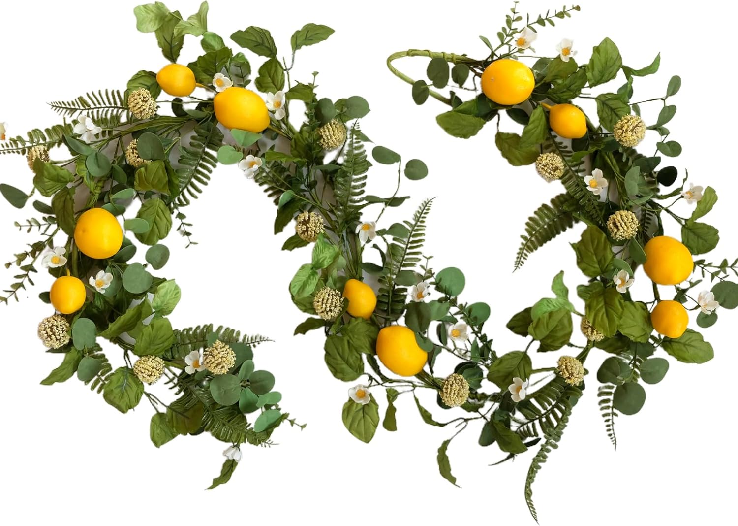 Idyllic 6 Ft Artificial Lemon Leaf Vine Garland - Faux Spring Wall Hanging Decor for Mantle, Window, Wedding, Home & Garden - Long Yellow Green Vine